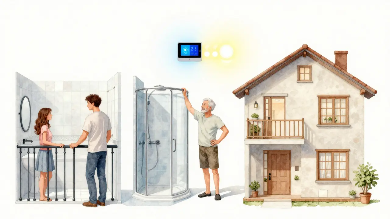 Zeitliche Entwicklung eines barrierefreien Zuhauses von der Planung bis zur smarten Nutzung.