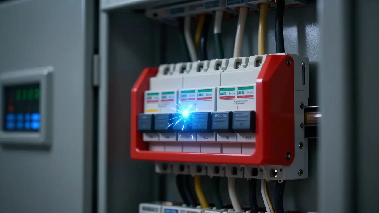 AFDD-Schalter erkennt und löscht einen elektrischen Lichtbogen in einer professionell installierten Elektroanlage.