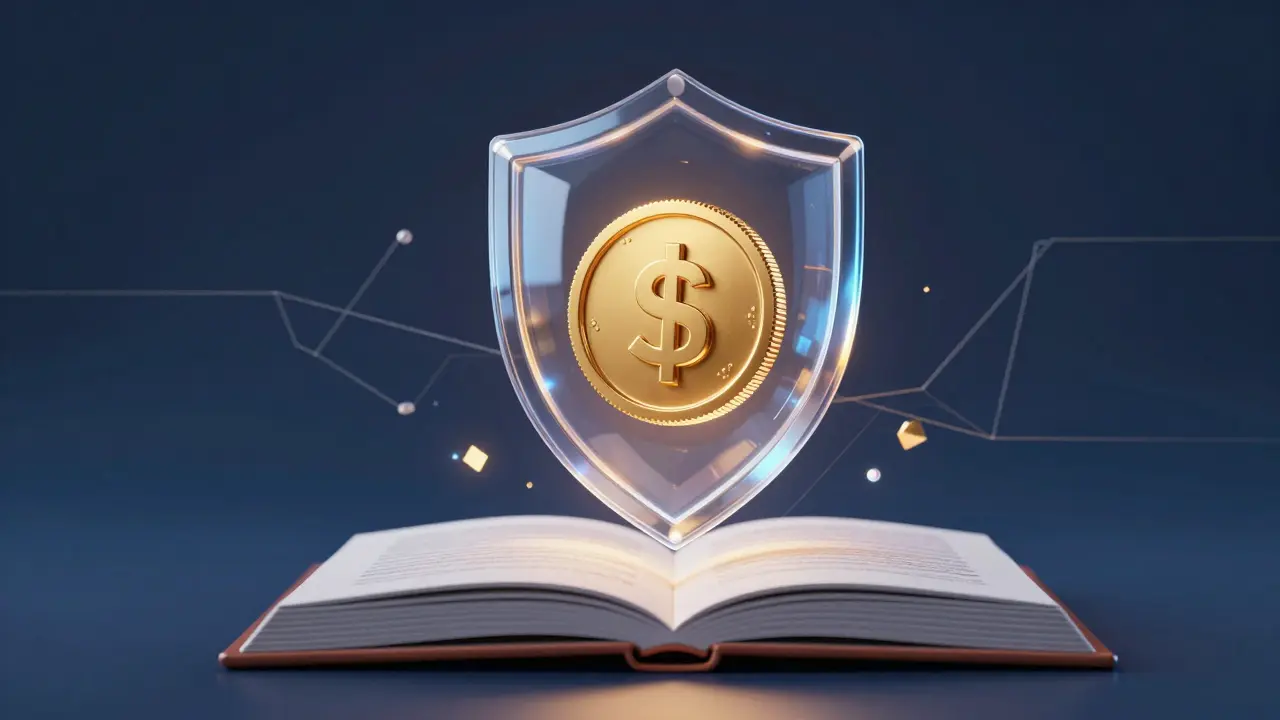Abstrakte Darstellung von Finanzsicherheit mit Schild.