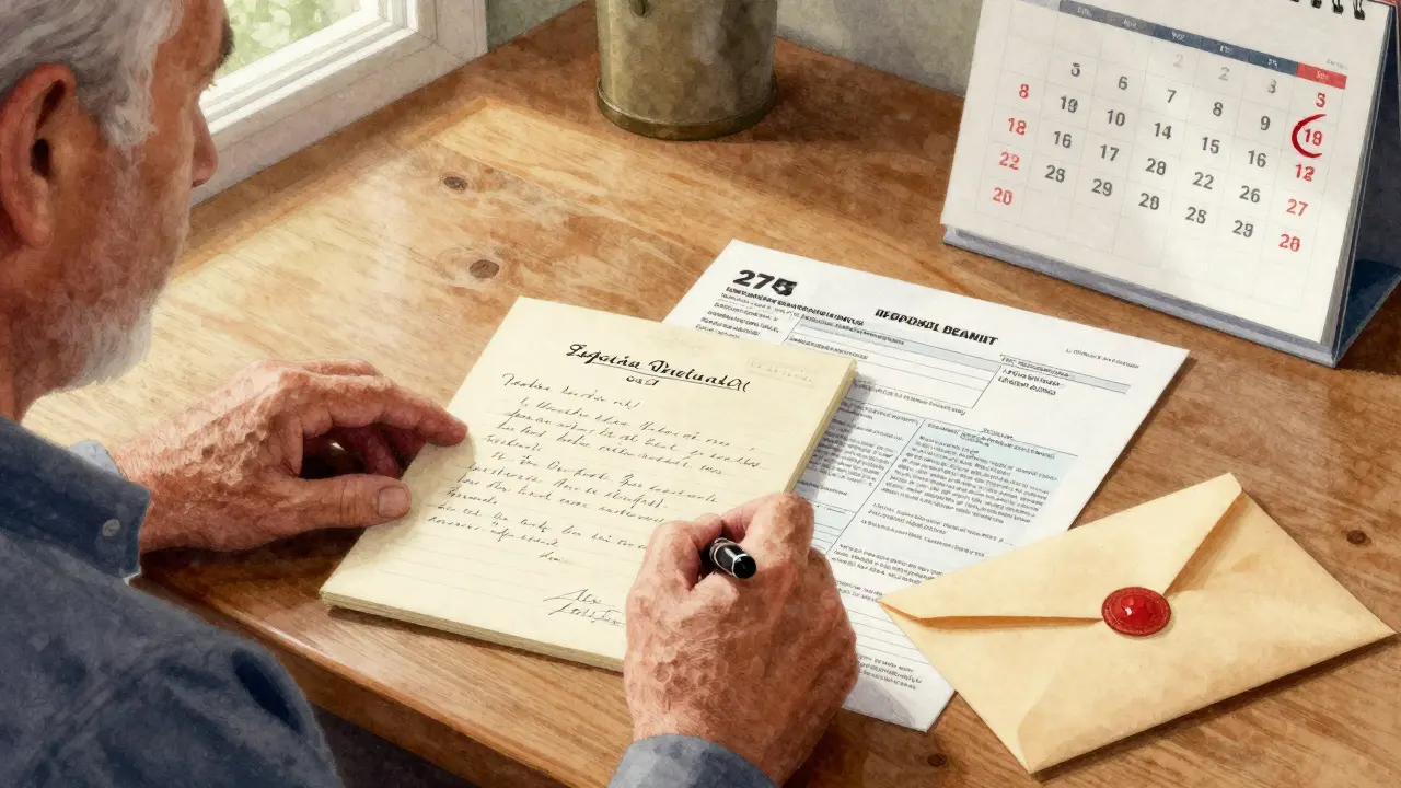 Handschriftlicher Testamentsvollstrecker mit spanischem Grundstücksurkunde und deutschem Steuerantrag auf dem Schreibtisch.