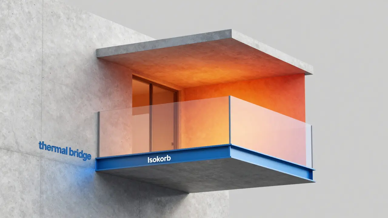 Technische Darstellung der thermischen Trennung bei einem Balkonanbau