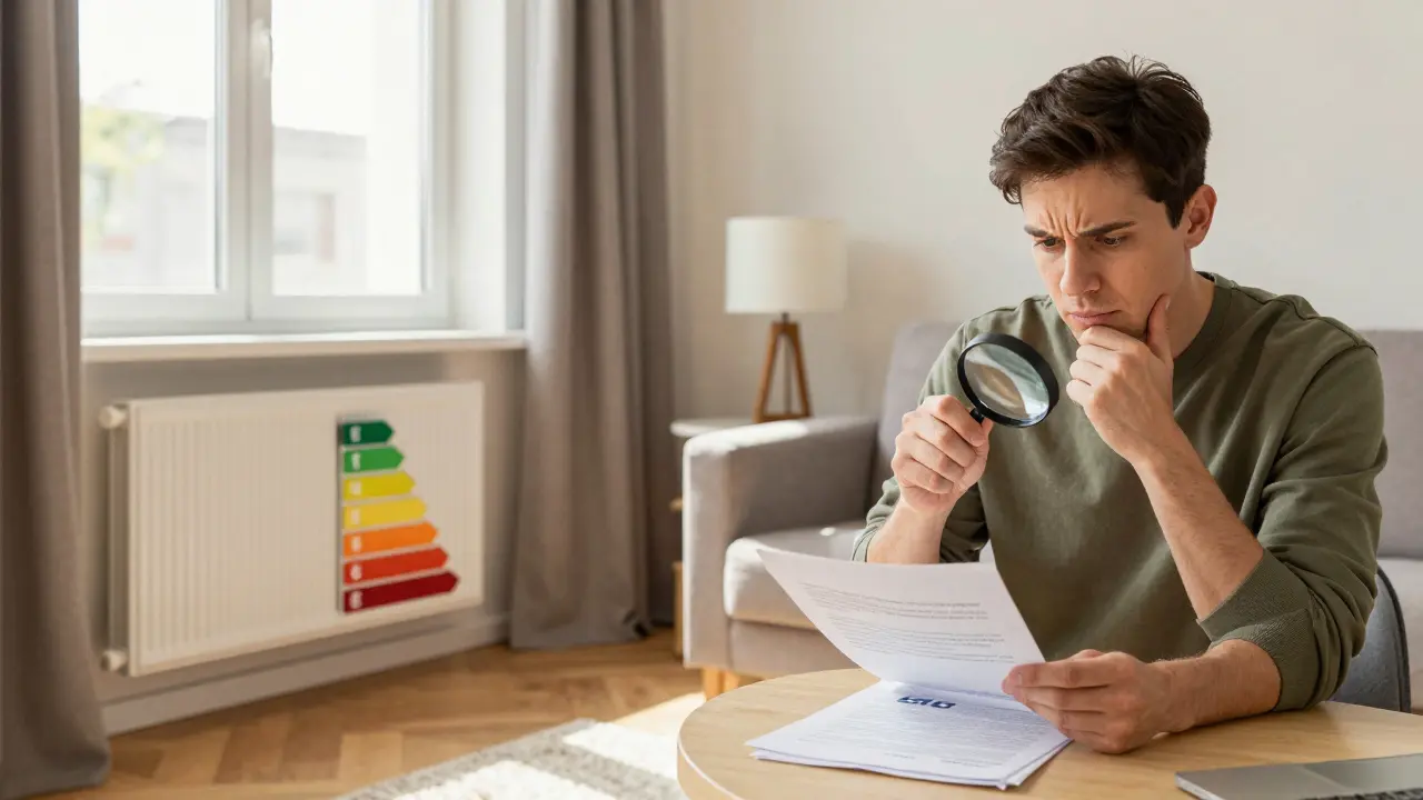 Gemütliches modernes Zimmer und Mieter prüft Vertragsunterlagen