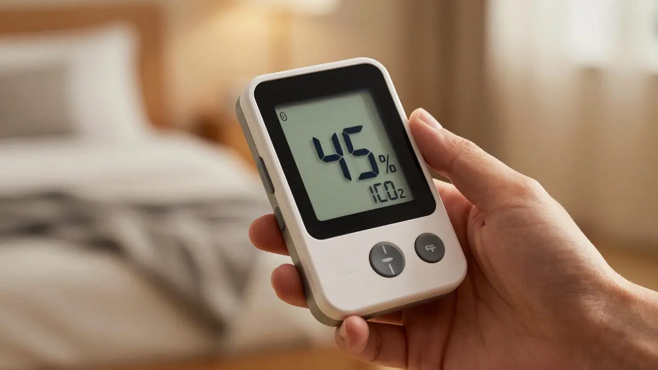 Hygrometer misst optimale Luftfeuchtigkeit im Schlafzimmer