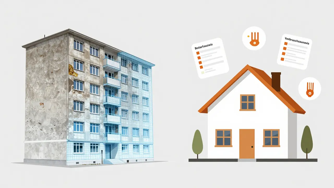 Kontrast zwischen baulicher Analyse und Verbrauchsdaten