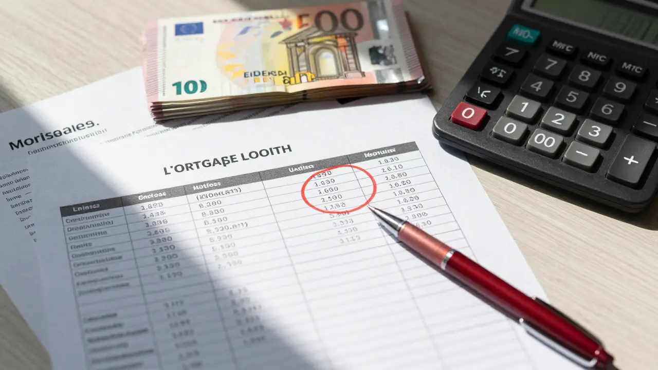 Berechnung der Nebenkosten bei Immobilienkauf auf dem Schreibtisch