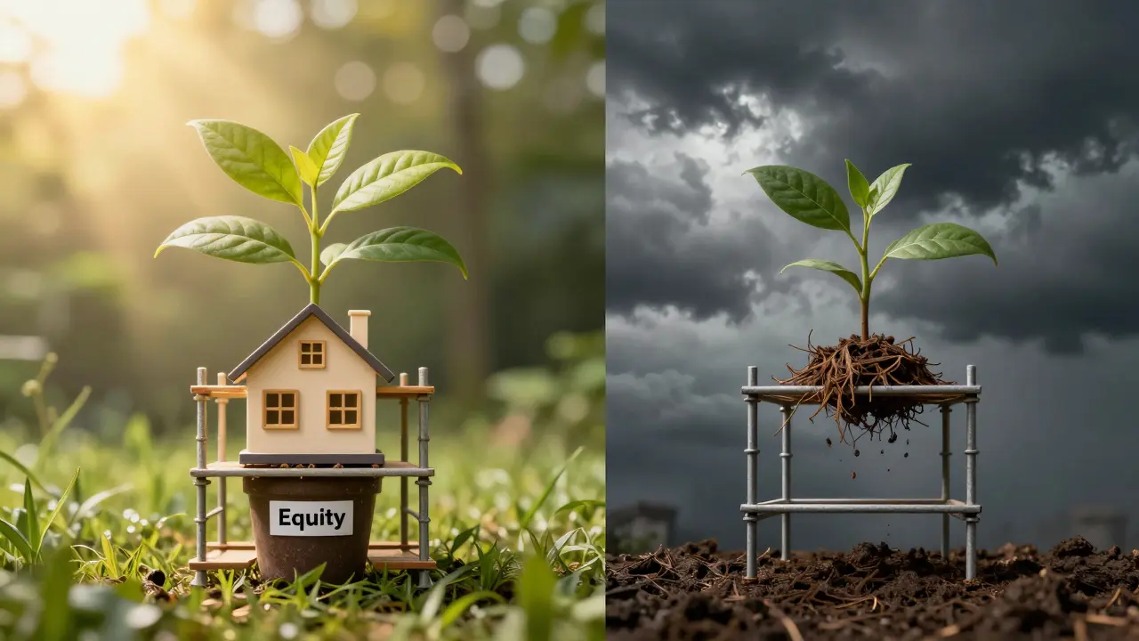 Kontrast zwischen positivem und negativem Immobilienhebeleffekt
