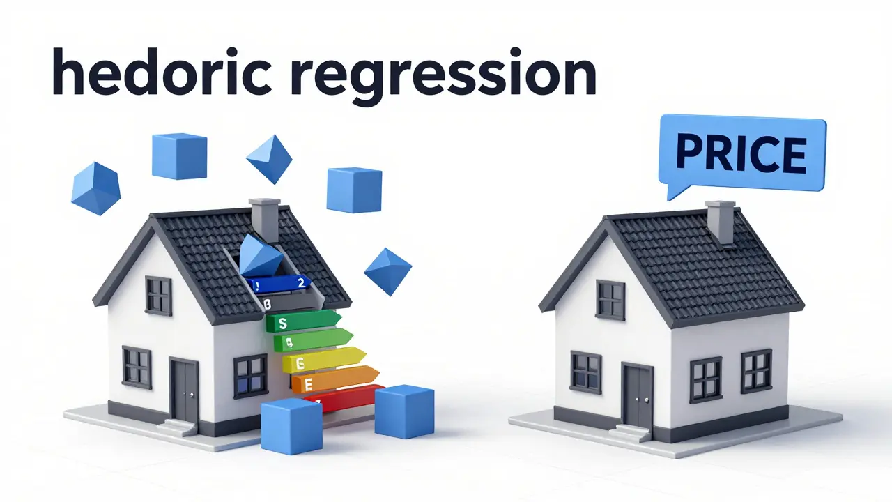 Konzeptillustration hedonischer Regression bei Immobilienpreisen