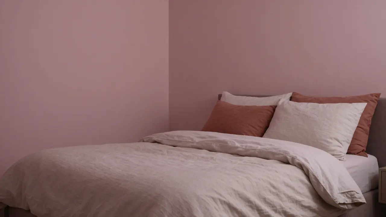 Ruhiges Schlafzimmer in zartem Roséton für Entspannung