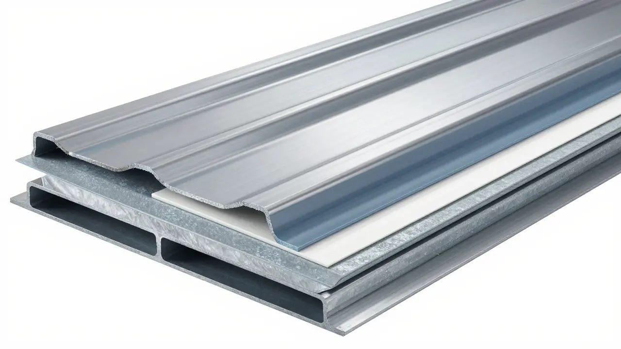 Schnittzeichnung der Beschichtungsschichten eines Metalldaches