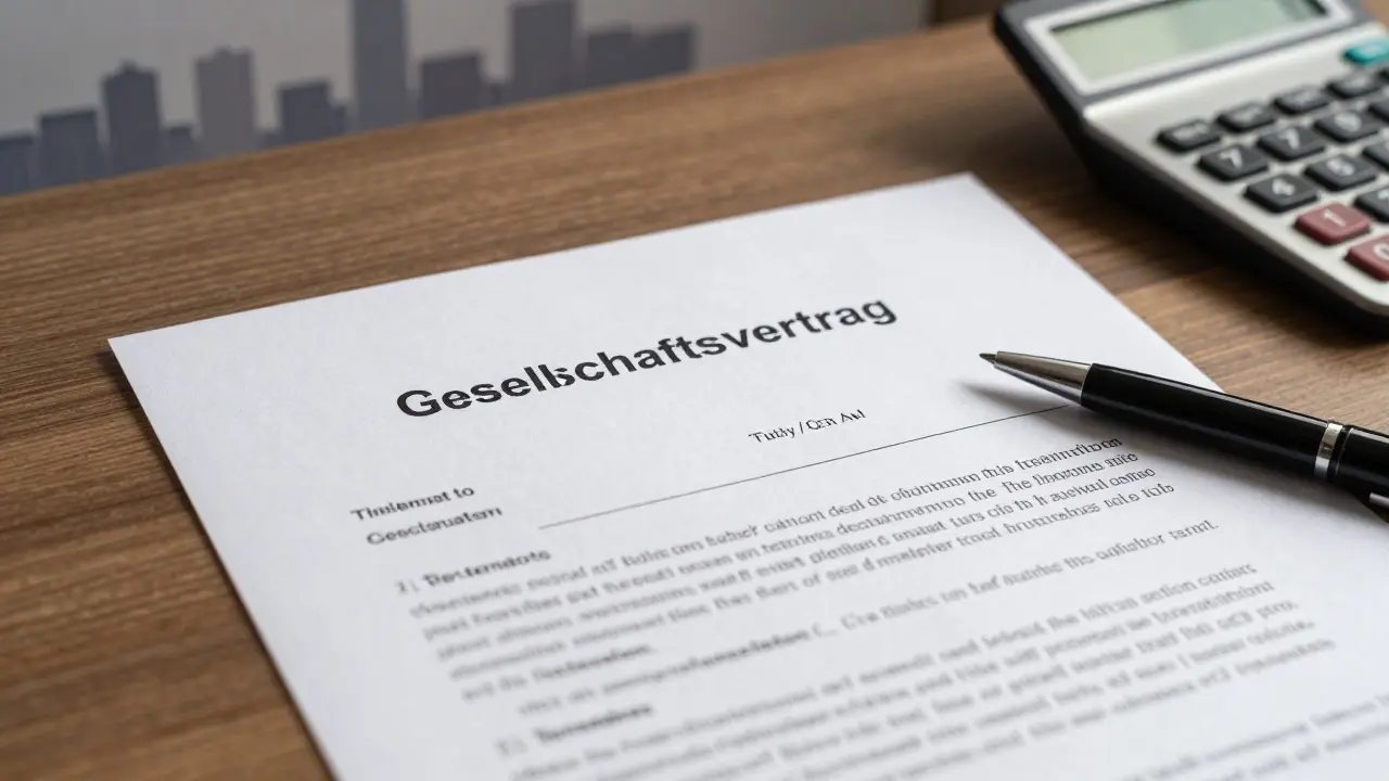 Unterzeichnung eines Gesellschaftsvertrags auf dem Schreibtisch