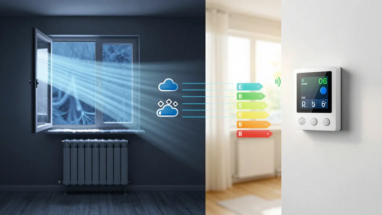 Kontrastbild: Energieeinsparung durch automatische Fenstererkennung und Sonnenlicht