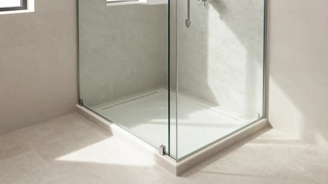 Moderne bodenebene Dusche ohne Schwellen für barrierefreie und sichere Nutzung.