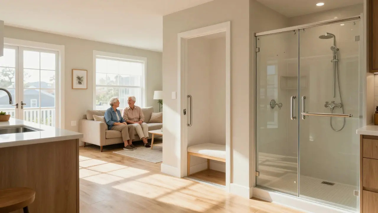 Modernes, barrierefreies Wohnzimmer für Senioren