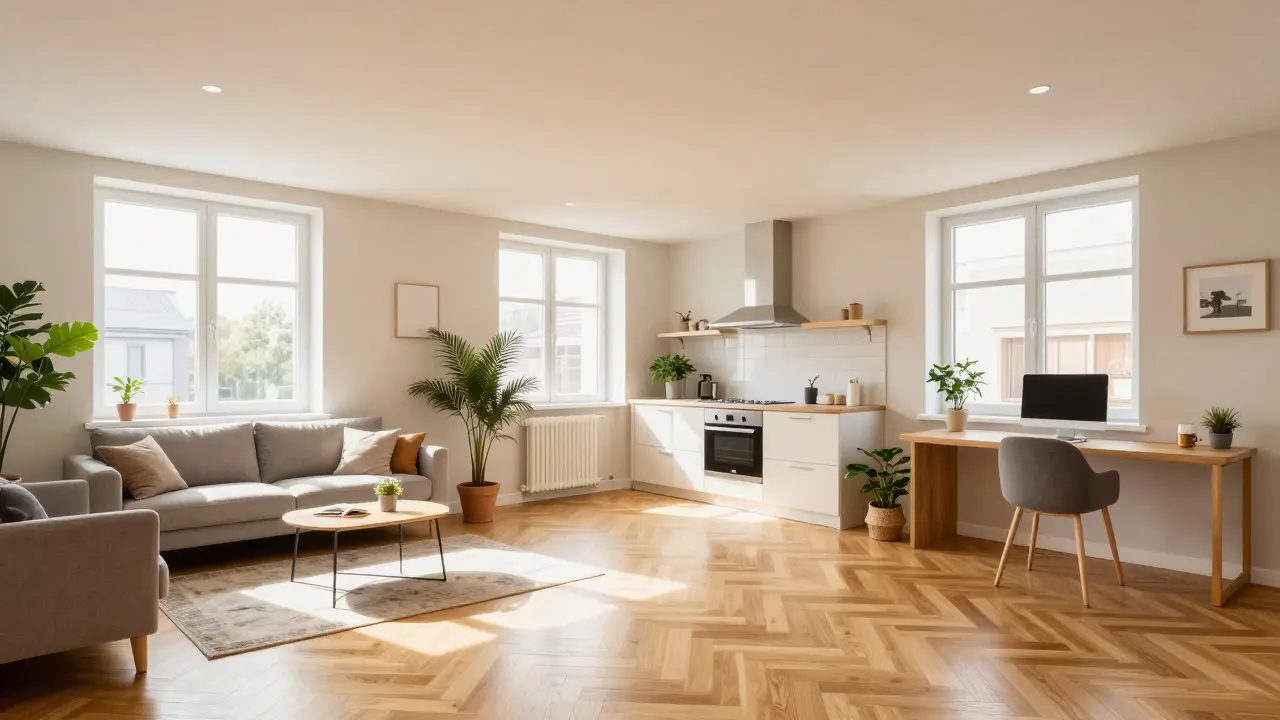 Bright and modern renovated basement apartment interior